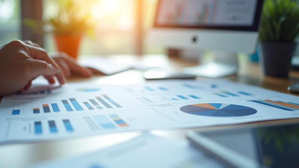 Geschäftsanalyse mit Statistiken und Datenvisualisierung auf Schreibtisch