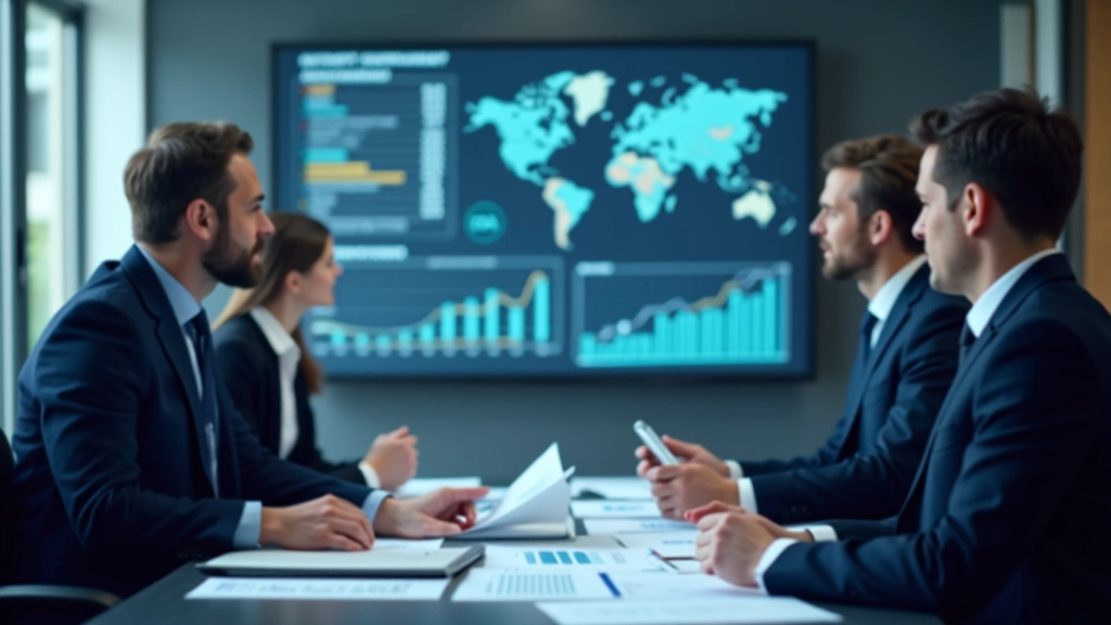 Team bespricht Wirtschaftsstrategie am Konferenztisch