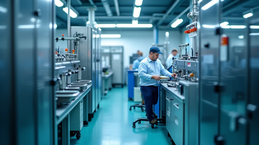 Chemische Industrie Produktion mit modernen Maschinen und Rohrsystemen